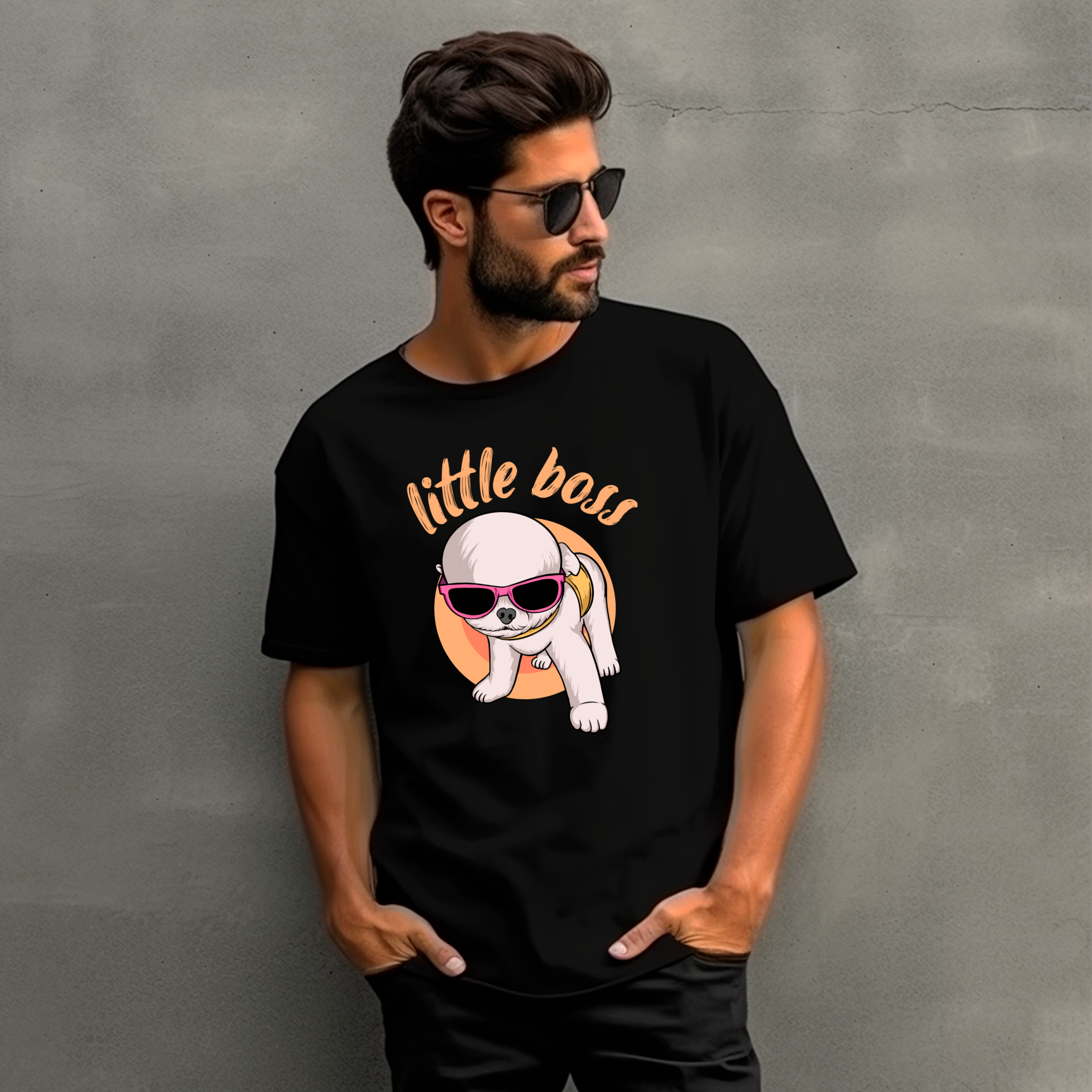 "Little Boss" Cool Dog Cartoon T-Shirt
