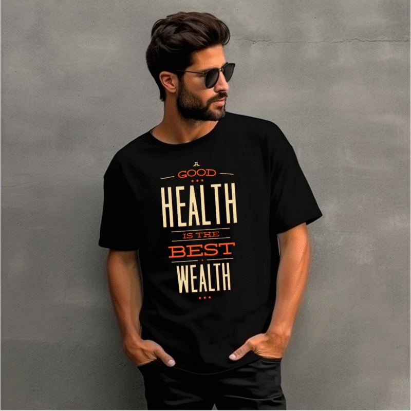 "Health is Wealth" Motivational Fitness T-Shirt